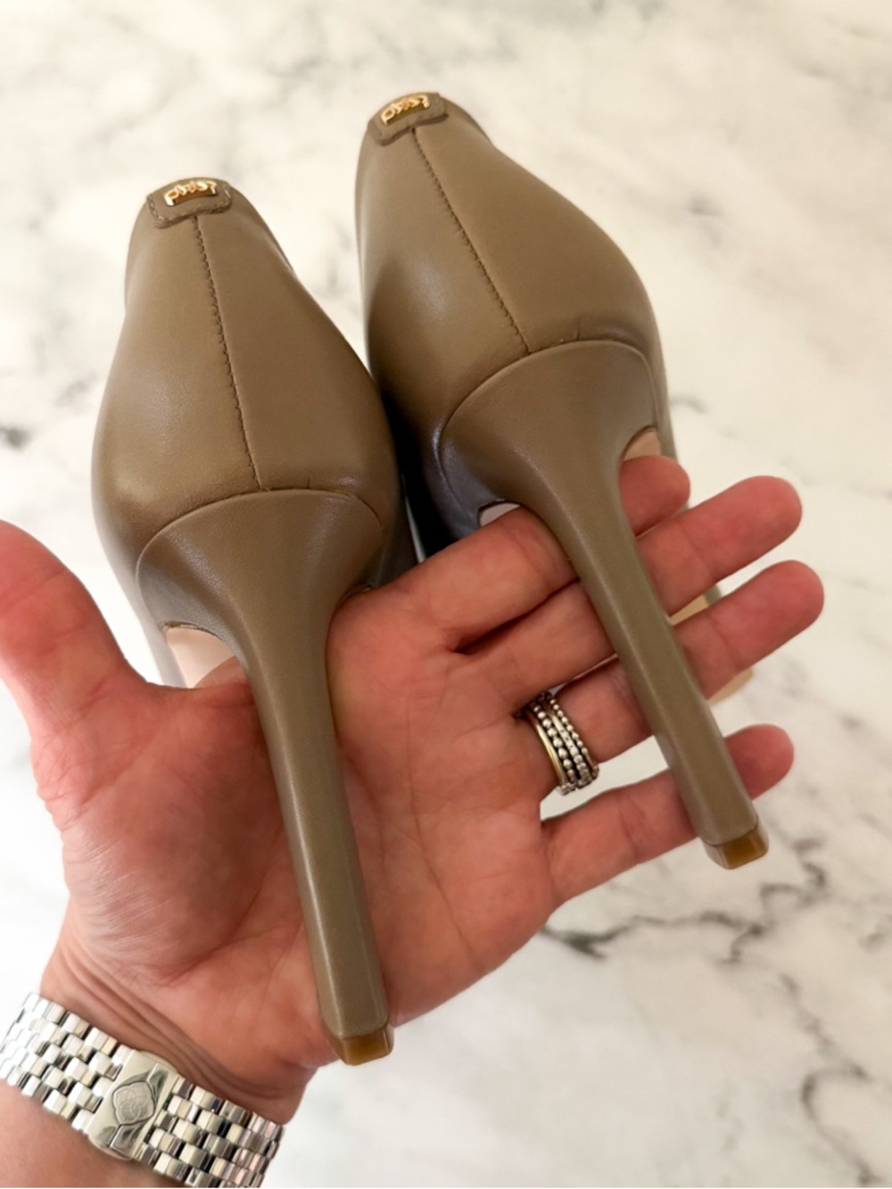 MICHAEL Michel Kors Womens Birch Amara Taupe Leather Pointed Toe Pump - Picture 8 of 9